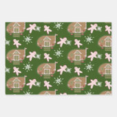 Gingerbrood House Cookies Pink Snowflakes Inpakpapier Vel (Voorkant 2)