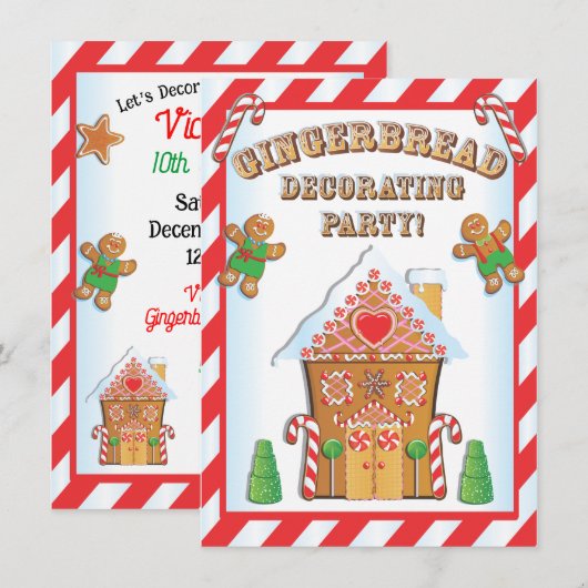 Gingerbrood House Decorating Party Uitnodigingen (Voorkant / Achterkant)