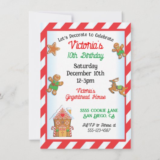 Gingerbrood House Decorating Party Uitnodigingen (Achterkant)