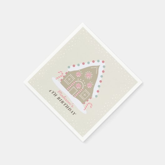 Gingerbrood House Decorting Birthday Beige Servet (Hoek)