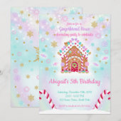 Gingerbrood House Decorting Birthday Invitation Kaart (Voorkant / Achterkant)