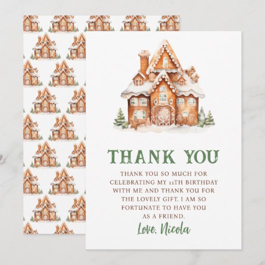 Gingerbrood House Decorting Birthday Party Bedankkaart (Voorkant / Achterkant)