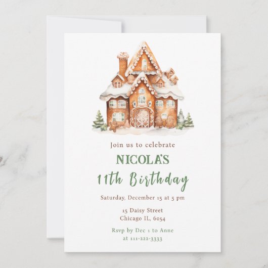 Gingerbrood House Decorting Birthday Party Kaart (Voorkant)
