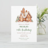 Gingerbrood House Decorting Birthday Party Kaart (Staand voorkant)