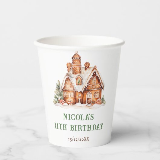Gingerbrood House Decorting Birthday Party Papieren Bekers (Voorkant)