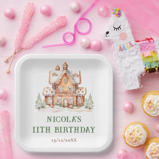 Gingerbrood House Decorting Birthday Party Papieren Bordje (Feest)