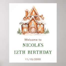 Gingerbrood House Decorting Birthday Party Poster