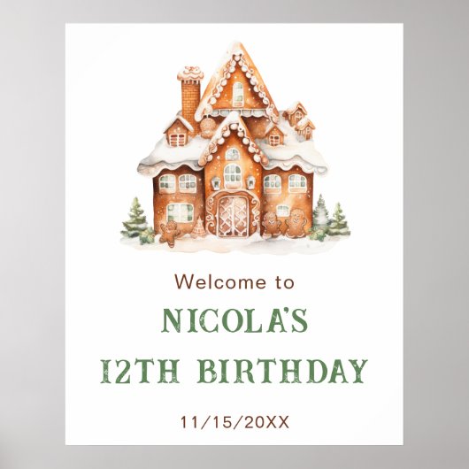 Gingerbrood House Decorting Birthday Party Poster (Voorkant)