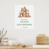 Gingerbrood House Decorting Birthday Party Poster (Keuken)