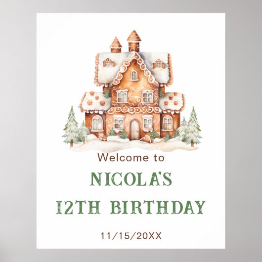 Gingerbrood House Decorting Birthday Party Poster (Voorkant)