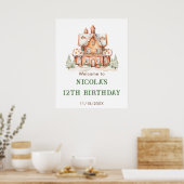 Gingerbrood House Decorting Birthday Party Poster (Keuken)