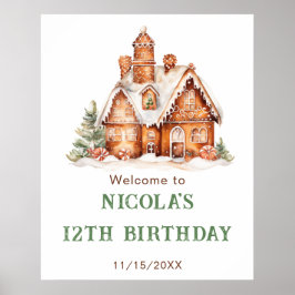 Gingerbrood House Decorting Birthday Party Poster