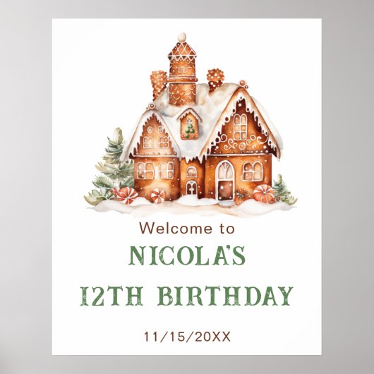 Gingerbrood House Decorting Birthday Party Poster (Voorkant)