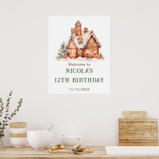 Gingerbrood House Decorting Birthday Party Poster (Keuken)