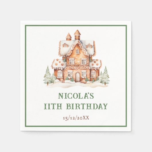 Gingerbrood House Decorting Birthday Party Servet (Voorkant)