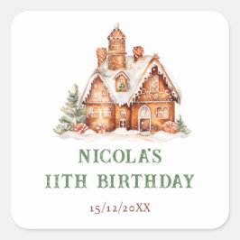 Gingerbrood House Decorting Birthday Party Vierkante Sticker