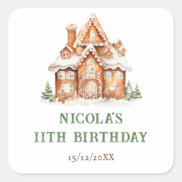 Gingerbrood House Decorting Birthday Party Vierkante Sticker