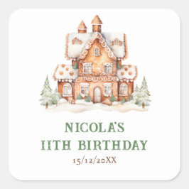 Gingerbrood House Decorting Birthday Party Vierkante Sticker