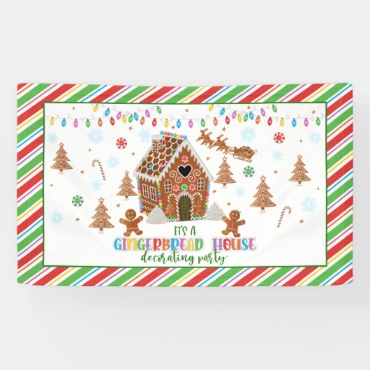Gingerbrood House Decorting Party Banner (Horizontaal)