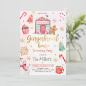 Gingerbrood House Decorting Party Holiday Cookie Kaart (Staand voorkant)