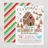 Gingerbrood House Decorting Party Invitation - W Kaart (Voorkant / Achterkant)