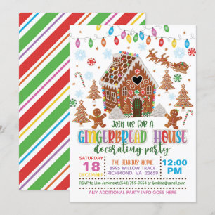 Gingerbrood House Decorting Party Invitation - W Kaart