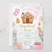 Gingerbrood House Decorting Party Invite Cookie Kaart (Voorkant)