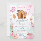 Gingerbrood House Decorting Party Invite Cookie Kaart (Voorkant)