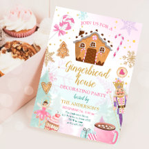 Gingerbrood House Decorting Party Invite Cookie
