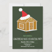 Gingerbrood House Decorting Party Invite Green Kaart (Voorkant)