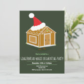 Gingerbrood House Decorting Party Invite Green Kaart (Staand voorkant)
