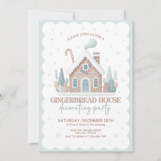 Gingerbrood House Decorting Party Kaart (Voorkant)