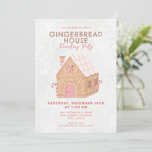 Gingerbrood House Decorting Party Kaart (Staand voorkant)