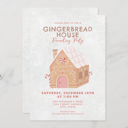 Gingerbrood House Decorting Party Kaart (Voorkant / Achterkant)