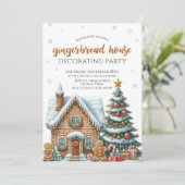 Gingerbrood House Decorting Party Kaart (Staand voorkant)