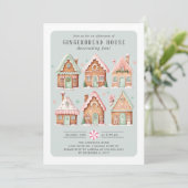 Gingerbrood House Decorting Party Kaart (Staand voorkant)