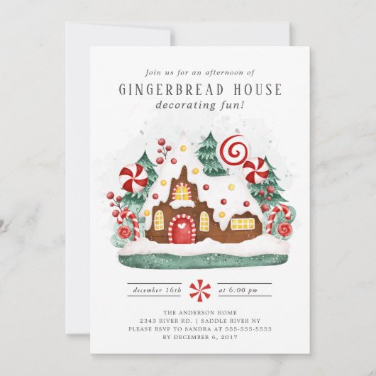 Gingerbrood House Decorting Party Kaart (Voorkant)