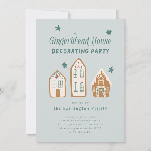 Gingerbrood House Decorting Party Kaart (Voorkant)