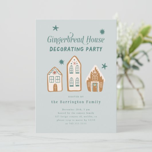 Gingerbrood House Decorting Party Kaart (Staand voorkant)
