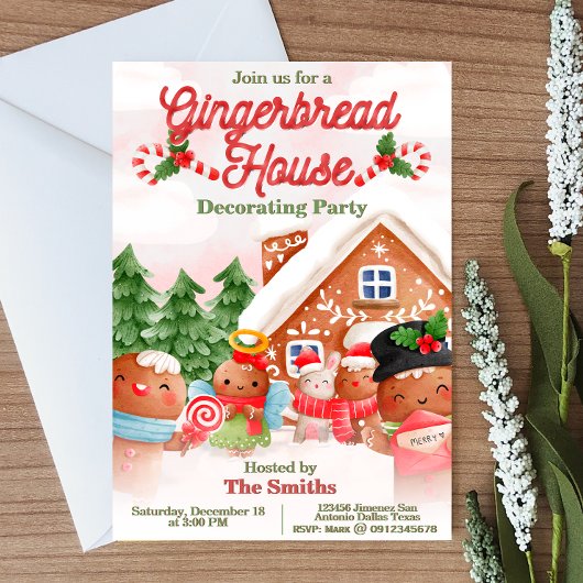 Gingerbrood House Decorting Party Kaart