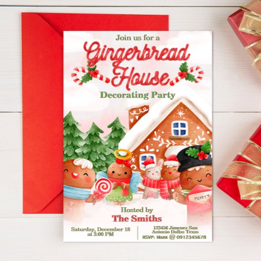 Gingerbrood House Decorting Party Kaart