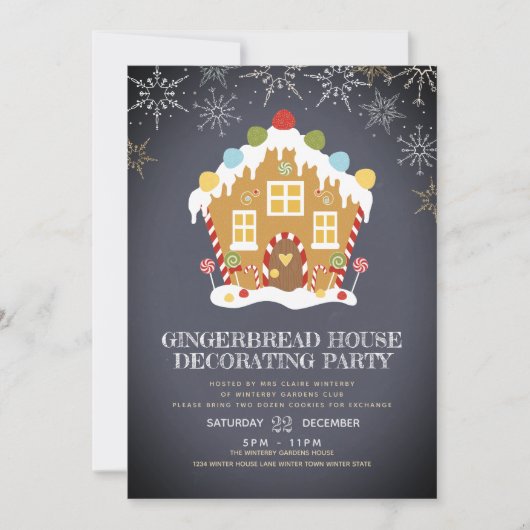 Gingerbrood House Decorting Party Kaart (Voorkant)