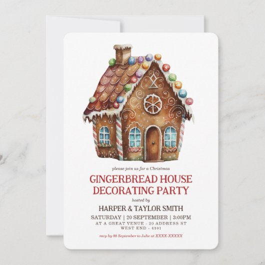 Gingerbrood House Decorting Party Kaart (Voorkant)