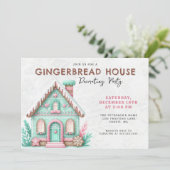 Gingerbrood House Decorting Party Kaart (Staand voorkant)