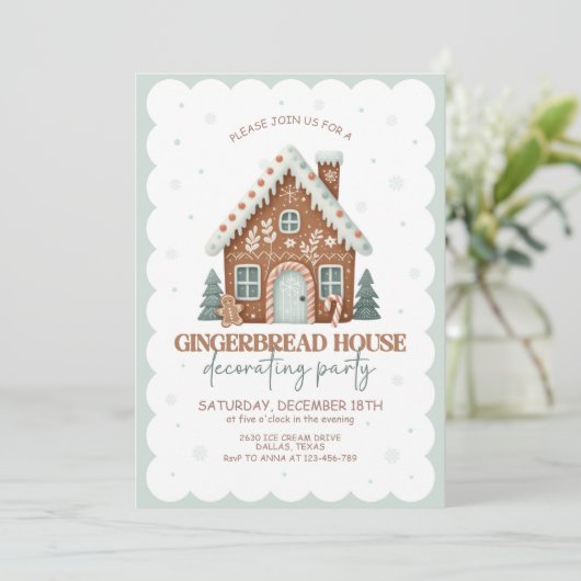 Gingerbrood House Decorting Party Kaart (Staand voorkant)