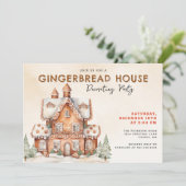 Gingerbrood House Decorting Party Kaart (Staand voorkant)