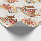 GingerBrood House en Cookies Gold Gift Wrap Paper Cadeaupapier (Hoek)