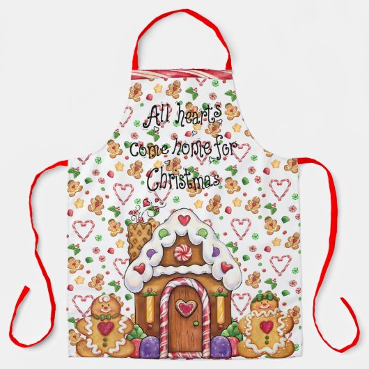Gingerbrood House en Gingerbrood Man Harten Apron Schort (Voorkant)