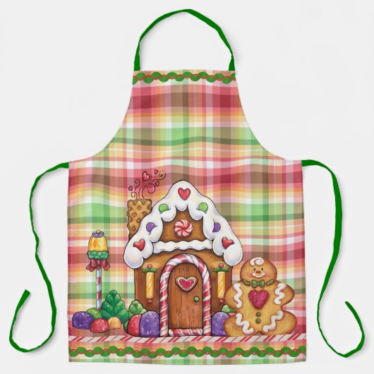 Gingerbrood House en Gingerbrood Man Pset Apron Schort (Voorkant)