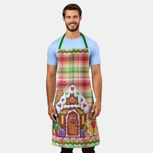 Gingerbrood House en Gingerbrood Man Pset Apron Schort (Gedragen)